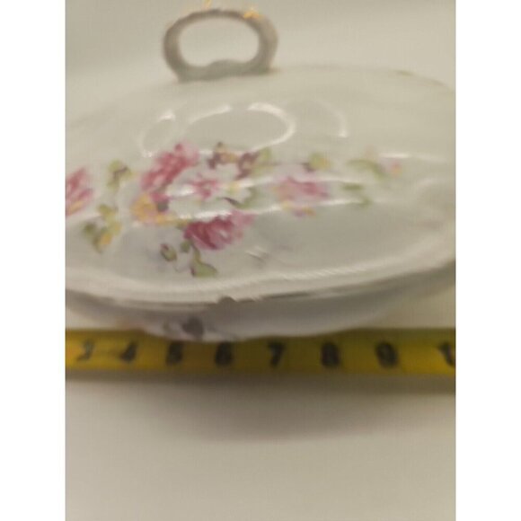 Romantic Vintage Covered Vegetable Dish - Owen Miverva Gold Medal St. Louis flaw - Picture 3 of 9